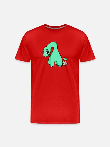Dinosaur with baby dinosaur - Men's Premium Organic T-Shirt - red