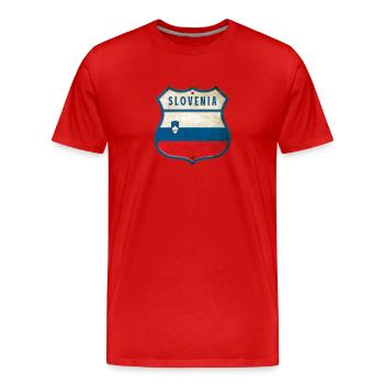 Slowenien Flaggen Wappen Design - Männer Premium Bio T-Shirt - Rot - Vorne - Damien (186cm)
