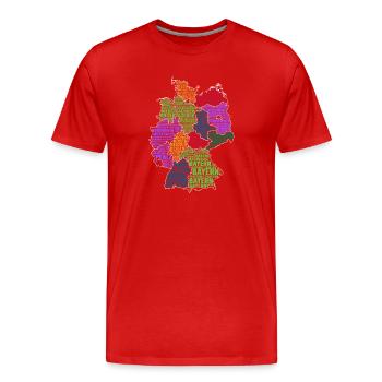 Deutschland Karte - Männer Premium Bio T-Shirt - Rot - Vorne - Damien (186cm)