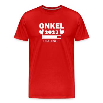 Onkel 2023 - Onkel werden - Onkel loading 2023 - Männer Premium Bio T-Shirt - Rot - Vorne - Damien (186cm)