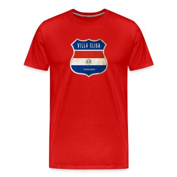 Villa Elisa Paraguay coat of arms flag design - Men's Premium Organic T-Shirt - red - Front - Damien (186cm)