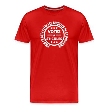 politique, politicien, marre de la politique - T-shirt bio Premium Homme - rouge - Devant - Damien (186cm)