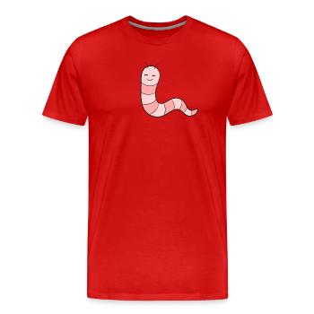 Worm Earthworm - Men's Premium Organic T-Shirt - red - Front - Damien (186cm)