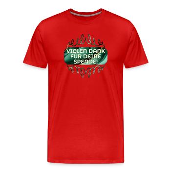 VIELEN DANK FÜR DEINE SPENDE - Männer Premium Bio T-Shirt - Rot - Vorne - Damien (186cm)