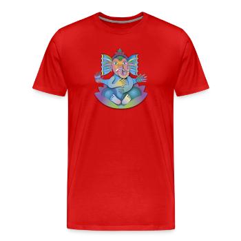 Glücksbringer Ganesha - Männer Premium Bio T-Shirt - Rot - Vorne - Damien (186cm)