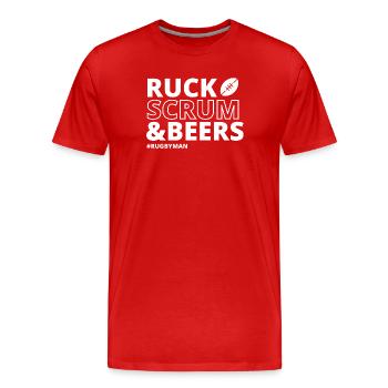 Rugby, Rugby-Sport, Rugby-Humor - Männer Premium Bio T-Shirt - Rot - Vorne - Damien (186cm)