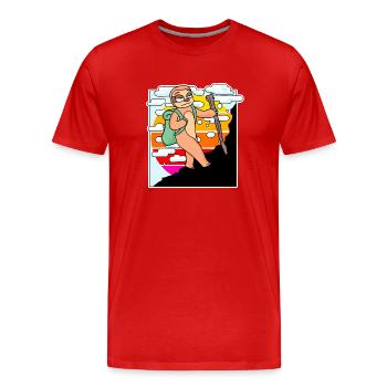 Montagnes Paresseuses Montagnes Sommets - T-shirt bio Premium Homme - rouge - Devant - Damien (186cm)