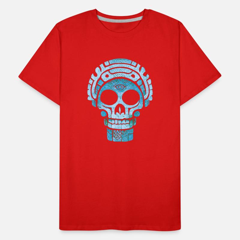 Blauer Maya-Schädel Männer Premium Bio T-Shirt