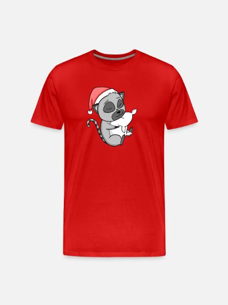 Lemur Christmas - Men's Premium Organic T-Shirt - red
