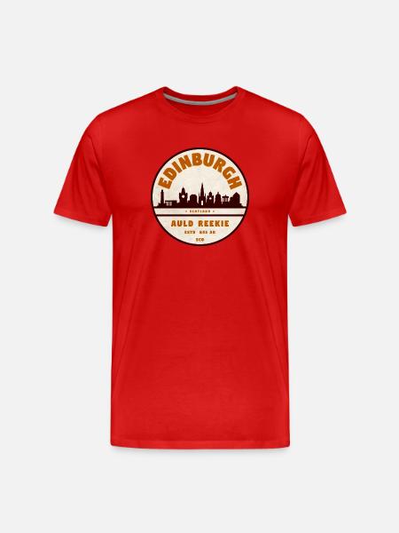 Edinburgh Skyline Retro Badge - Men's Premium Organic T-Shirt - red