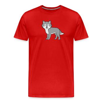 Wolf Wölfe - Männer Premium Bio T-Shirt - Rot - Vorne - Damien (186cm)