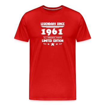 Baujahr 1961 - Männer Premium Bio T-Shirt - Rot - Vorne - Damien (186cm)