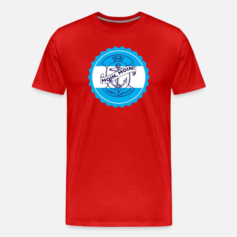 Moin, Moin! Seefahrer Emblem - Männer Premium Bio T-Shirt - Rot