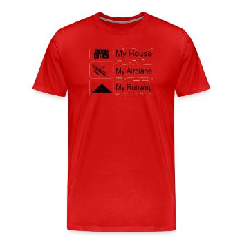 Mein Haus, mein Flugzeug, Meine Landebahn - Männer Premium Bio T-Shirt - Rot - Vorne - Damien (186cm)