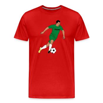 Teamgeist Grün Fußball Action - Männer Premium Bio T-Shirt - Rot - Vorne - Damien (186cm)