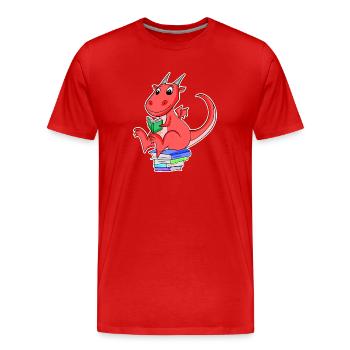 Bücher Drache Drachen - Männer Premium Bio T-Shirt - Rot - Vorne - Damien (186cm)