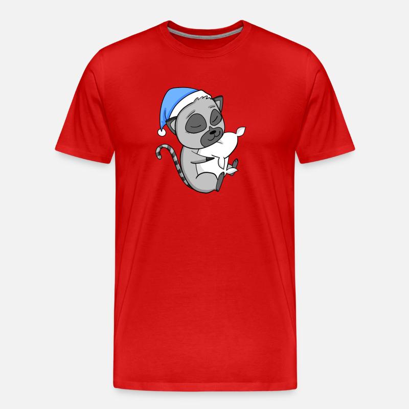Lemur Lemuren - Männer Premium Bio T-Shirt - Rot