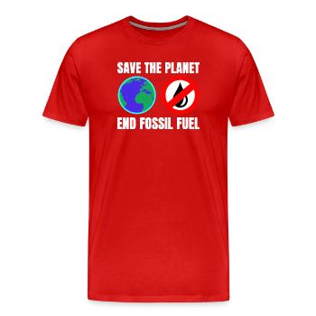 Save The Planet End Fossil Fuel - Männer Premium Bio T-Shirt - Rot - Vorne - Damien (186cm)