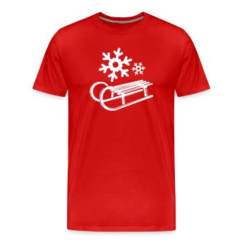 Flocons de neige Symbole Cristaux Traîneau - T-shirt bio Premium Homme - rouge - Devant - Damien (186cm)