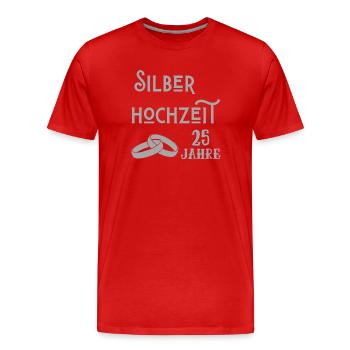 Silberhochzeit 25 Jahre verheiratet silber Ringe - Männer Premium Bio T-Shirt - Rot - Vorne - Damien (186cm)