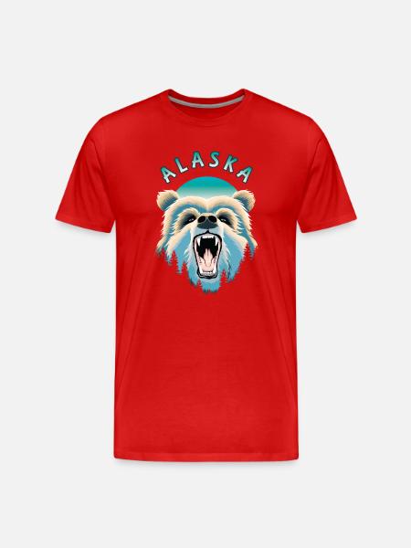 Alaska-Wildbär - Männer Premium Bio T-Shirt - Rot
