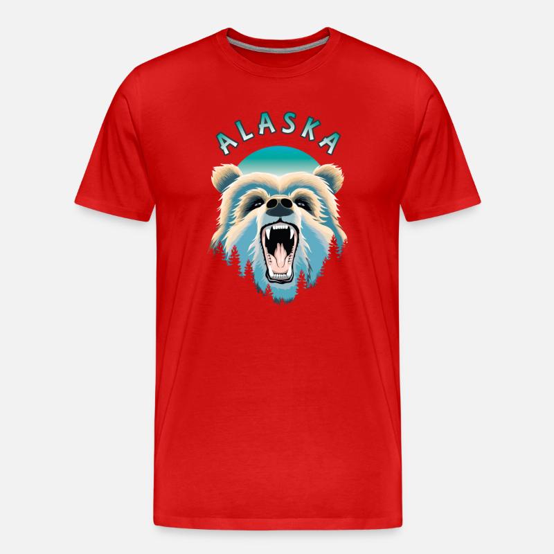 Alaska-Wildbär - Männer Premium Bio T-Shirt - Rot