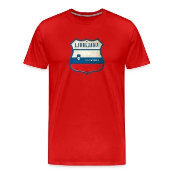 Ljubljana Eslovenia Banderas Escudo de armas - T-shirt bio Premium Homme - rouge - Devant - Damien (186cm)