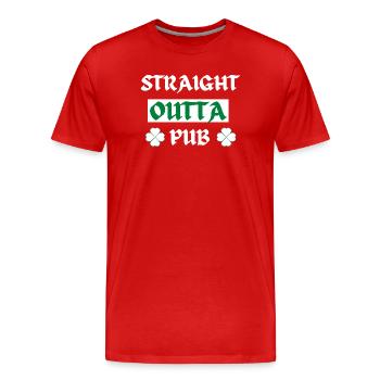 Pub Night Kleeblatt T-Shirt - Männer Premium Bio T-Shirt - Rot - Vorne - Damien (186cm)