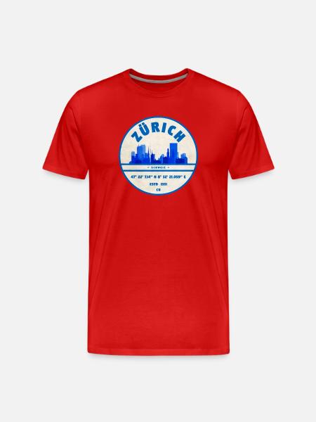Zurich Skyline Blue Stamp - Men's Premium Organic T-Shirt - red