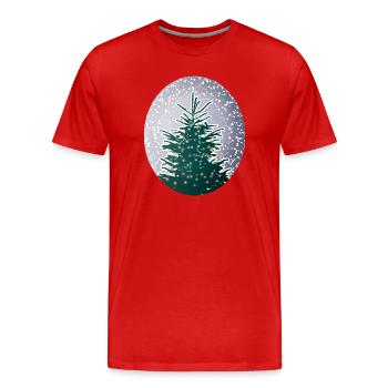 sapin de Noël illuminé dans la neige - T-shirt bio Premium Homme - rouge - Devant - Damien (186cm)