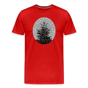 sapin de Noël illuminé dans la neige - T-shirt bio Premium Homme - rouge - Devant - Damien (186cm)