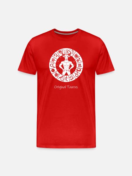Zodiac sign Taurus 001 white - Men's Premium Organic T-Shirt - red