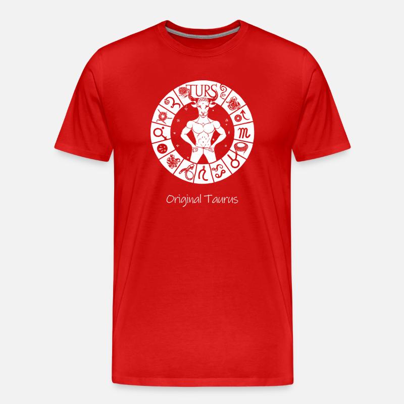 Sternzeichen Stier 001 weiß - Männer Premium Bio T-Shirt - Rot