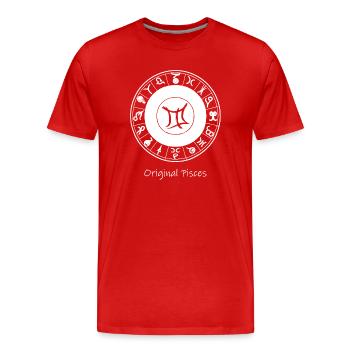 Sternzeichen Fische 002 weiß - Männer Premium Bio T-Shirt - Rot - Vorne - Damien (186cm)