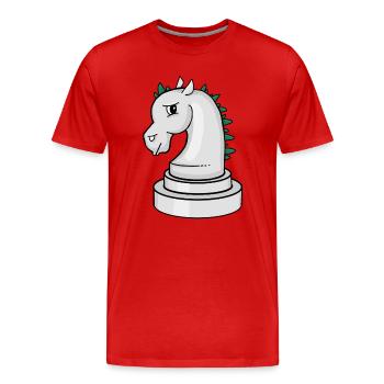 Schachfigur: genervtes Punk-Schachpferd - Männer Premium Bio T-Shirt - Rot - Vorne - Damien (186cm)