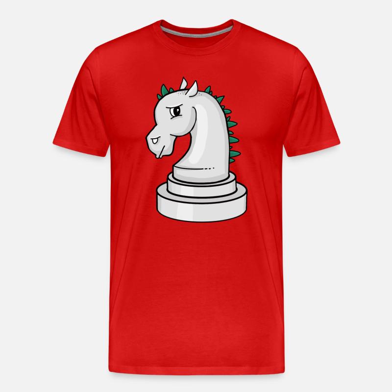 Schachfigur: genervtes Punk-Schachpferd - Männer Premium Bio T-Shirt - Rot