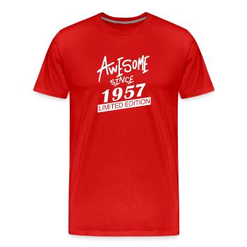 1957 - Jahrgang 1957 - Fantastisch seit 1957 - Männer Premium Bio T-Shirt - Rot - Vorne - Damien (186cm)