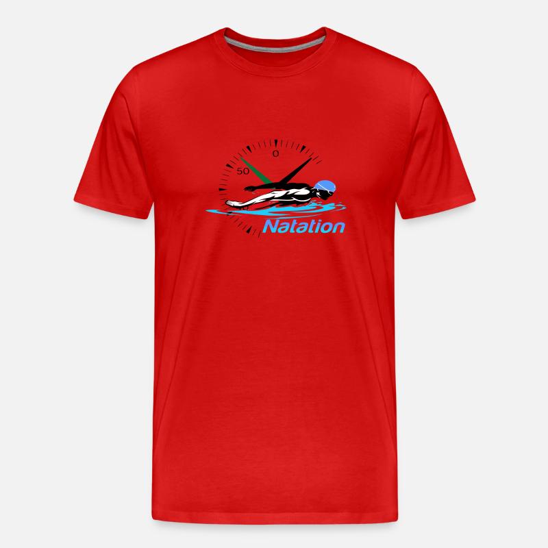 Schwimmen - Männer Premium Bio T-Shirt - Rot