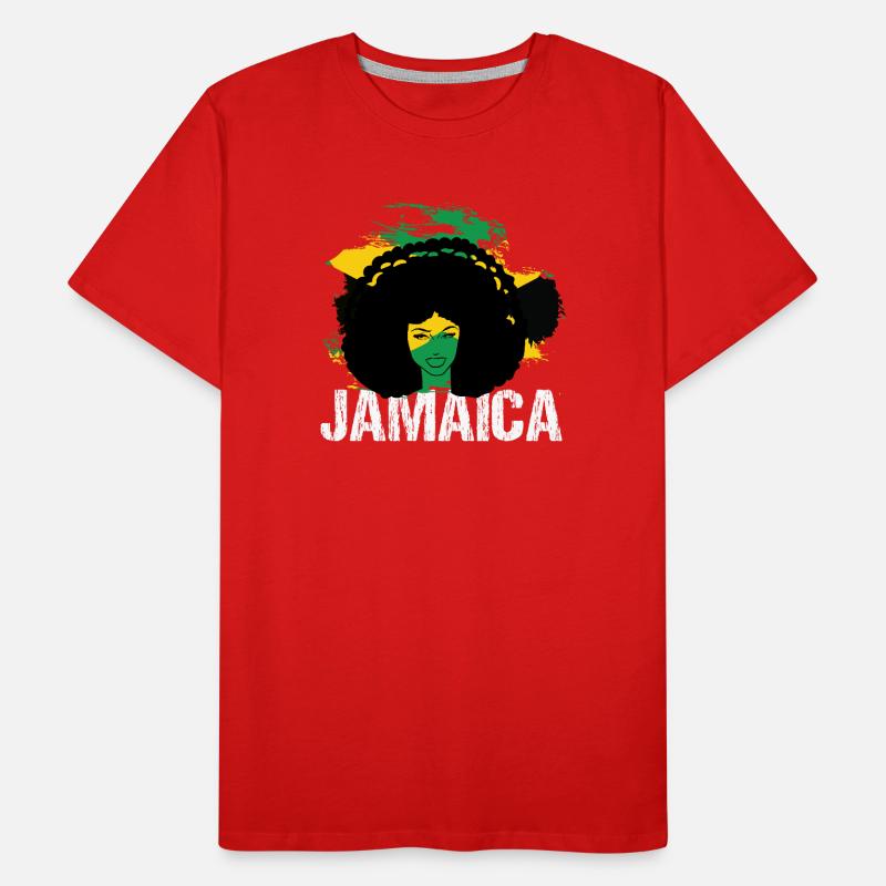 Collage des couleurs du drapeau de la Jamaica Afro Diva T-shirt bio Premium Homme