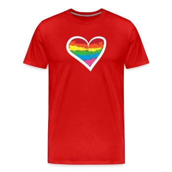 Lgbt Heart Right Gay Rainbow Love - Men's Premium Organic T-Shirt - red - Front - Damien (186cm)