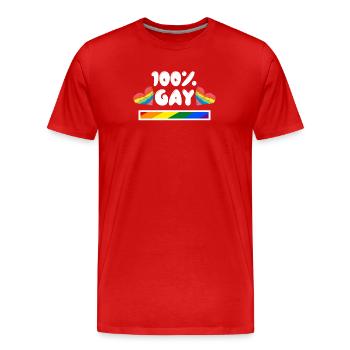 Coeur Déclaration LGBT Sexualité Gay Bisexuel - T-shirt bio Premium Homme - rouge - Devant - Damien (186cm)