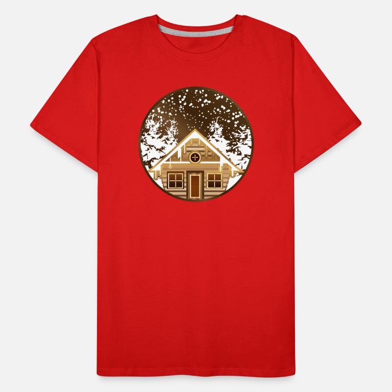 cozy log cabin in the wintry forest Men's Premium Organic T-Shirt