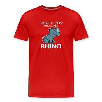 Rhino Rhinoceros - Men's Premium Organic T-Shirt - red - Front - Damien (186cm)