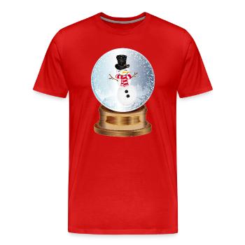 Belle boule à neige nostalgique avec bonhomme de neige - T-shirt bio Premium Homme - rouge - Devant - Damien (186cm)