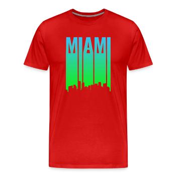 Miami Skyline Gradient - Men's Premium Organic T-Shirt - red - Front - Damien (186cm)