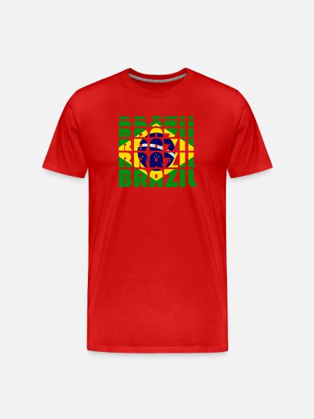 Brazil Flags Grid Pattern - Men's Premium Organic T-Shirt - red