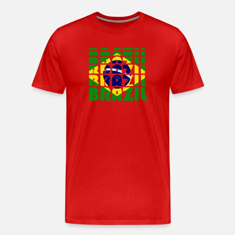 Brasilien Flaggen Grid Muster - Männer Premium Bio T-Shirt - Rot