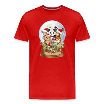 schöne nostalgische Schneekugel mit Kuscheltiere - Männer Premium Bio T-Shirt - Rot - Vorne - Damien (186cm)