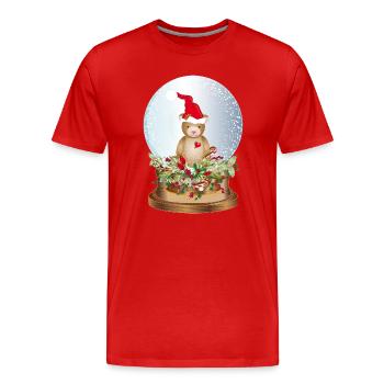 schöne nostalgische Schneekugel mit Teddybär - Männer Premium Bio T-Shirt - Rot - Vorne - Damien (186cm)