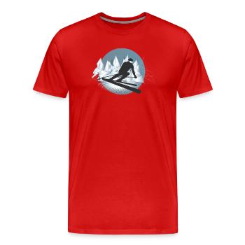 Skieurs en montagne en vacances d’hiver ou sportifs - T-shirt bio Premium Homme - rouge - Devant - Damien (186cm)
